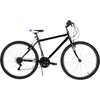 Happiq Mountainbike 61–66 cm – Voor volwassenen en studenten voor recreatief en sportief gebruik op terrein – Met 18 versnellingen en koolstofstaal frame – Zwart frame