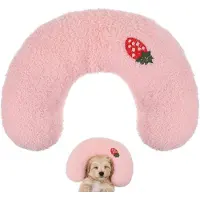 Snq 1 Roze U-vormig kussen voor huisdieren - 27×17×6 cm - Zachte pluche stof - Comfortabel kussen - Neksteun - Bevordert diepe slaap - Kittenkussen