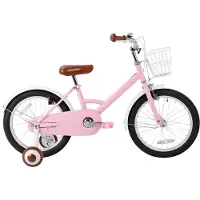 Happiq Kinderfiets 30–46 cm – Voor kinderen van 2–8 jaar voor dagelijks gebruik en spel – Met mand, spatborden, volledige kettingkoffer en zijwieltjes – Roze frame