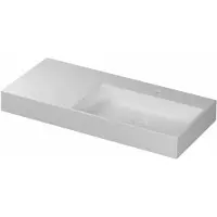Ink United Wastafel Porselein Rechts met 1 Kraangat incl. Porseleinen Click Plug en Verborgen Overloop Systeem - 1000x450x110 mm - Mat Wit