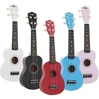 Gear4Music Ukulele by Multi-Colour Pack of 5