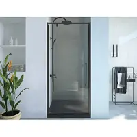 Vente-unique Draaibare douchedeur van matzwart metaal - Industriële stijl - 90 x 195 cm - TAMRI