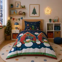 Studio Kids Kerst peuter dekbedovertrek Santas Grotto - polykatoen