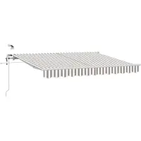 vidaXL Uitschuifbare luifel Lichtgrijs en wit 450 × 350 cm Polyester