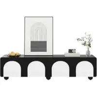 STILVORA TV-Kast - Laag TV-Meubel Met 2 Lades En 2 Deuren - Kabeldoorvoer - Laag Profiel En Ronde Voeten - MDF - 180x38x45 cm - Zwart+Wit