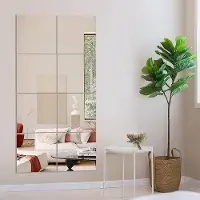 OEM Glazen spiegelplaten, 4 stuks, 30 x 30 cm, Zelfklevende wandspiegelset met 4 platen, HD-spiegelset voor keuken, woonkamer en badkamer