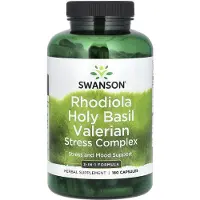 Swanson Health - Rhodiola, Heilig Basilicum, Valeriaan Stresscomplex - 180 capsules