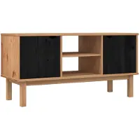 vidaXL TV Stand OTTA 113,5 x 43 x 57 cm Zwart Massief grenenhout