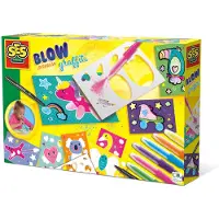 Ses – Blow Airbrush Graffiti – creatieve knutselset vanaf 6 jaar – inclusief 6 airbrush pennen, zwarte stift, sjablonen en kleurplaten