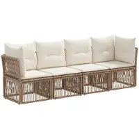 vidaXL Tuinbank Set 4 st Beige poly rattan