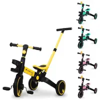 Mobiclinic Chase - Driewieler - 5-in-1 - Evolutionair - Verstelbaar stuur - Max 25 kg - Met duwstang - Opvouwbaar - 1 tot 5 jaar - Geel