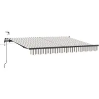 vidaXL Uitschuifbare luifel Lichtgrijs en wit 400 × 300 cm Polyester
