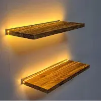 OEM Houten wandplanken met LED-verlichting voor een gezellige sfeer
