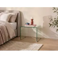 Vente-unique Set van 2 nachtkastjes – Gebogen gehard glas – SUZANA