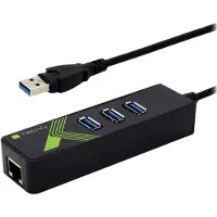 Techly USB 3.0 Converter [1x USB 3.2 1st Gen connector A (USB 3.0) - 1x RJ45 socket] IDATA-USB-ETGIGA-3U2 incl. USB 3.0 3-port hub