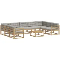 vidaXL Buiten bank set 10 st Wit en Lichtgrijs