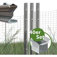 Baumarktplus TRUTZHOLM - Z-profiel Afrasteringspaal Set van 40 - 150 cm - 1,5 mm Dik - Thermisch Verzinkt - Gestanste Haken - Bosprofiel Paal