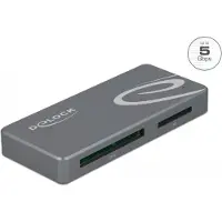 DeLOCK USB Type-C Card Reader for CFast and SD memory cards + USB Hub with Type-A and USB Type-C port
