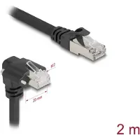 DeLOCK GigE-kabel voor camera, RJ45-connector (90 graden geknikt) met schroeven, naar RJ45-connector, Cat.6 S/FTP, 2 meter, zwart