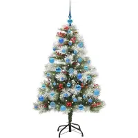 vidaXL Kunstkerstboom Groen en wit 150 cm PVC en Metaal en Plastic