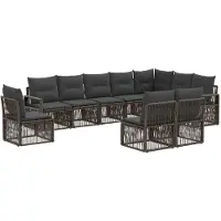 vidaXL Tuinset met 10 stukken, grijs, polyrotan