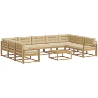 vidaXL Buiten bank set 10 st Wit en Beige