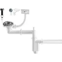 Markenlos Afvoercombinatie, 3,5 inch, met overloop, voor spoelbakken, automatisch