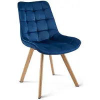 Leobert SORIA Eetkamerstoel – Marineblauw Velvet – Houten Poten – Comfortabele Ergonomische Zitting – Modern Design – Velvet Stoel voor Woonkamer, Keuken en Eetkamer – Max. 110 kg