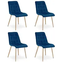 Leobert SPLIT Eetkamerstoelen – Set van 4 – Marineblauw Velvet – Metalen Poten – Comfortabele Ergonomische Zitting – Modern Design – Velvet Stoel voor Woonkamer, Keuken en Eetkamer – Max. 110 kg per Stoel
