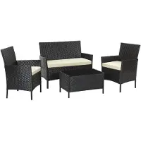 Songmics - Tuinset - Tuintafel - Tuinstoelen - Gemaakt van PE Polyrattan - Voor Terras en Tuin