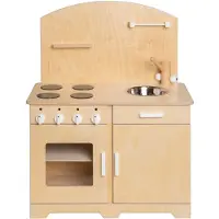 Pertina houten speelgoed keuken / keukentje Peuters - Naturel met wit (Kinderopvang kwaliteit)