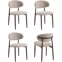 Furnihaus - Eetkamerstoelen Set van 4 - Celia - Taupe Walnoot - Santi