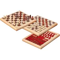 Philos houten schaak-dam set - koning 65mm - boxmaat 32 x 32 x 4 cm