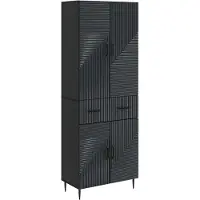 vidaXL Kast Set 2 st Zwart Bewerkt hout