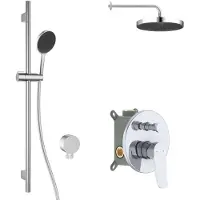 Kielle Nefia - Doucheset met inbouwkraan, voor 2 functies, met accessoires EcoSpare en kraanhuis, chroom 20627SP90
