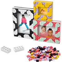 LEGO 41914 DOTS, set van 3 fotolijsten met kleurrijke steentjes, decoratie voor kinderkamers, zelf te decoreren fotolijsten, knutselset voor kinderen