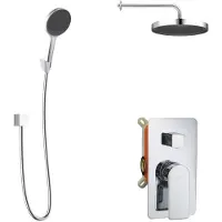 Kielle Vega - Doucheset met inbouwkraan, voor 2 functies, met accessoires EcoSpare en kraanhuis, chroom 20618SP110