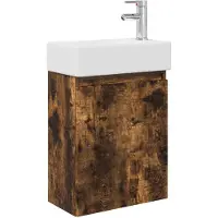 vidaXL Badkamermeubel met kraan Gerookt eiken 45,5 x 22,5 x 84 cm