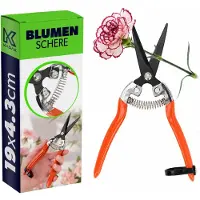Kadax Snoeischaar met stalen lemmet en antislipgreep, schaar voor heggen, struiken, fruitschaar, rozenschaar, bloemenschaar, boomschaar (L: 19 cm)