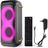 Pyle Compact Bluetooth PA Party Speaker – 160W Draagbare Karaoke Speaker met Ingebouwde Accu, TWS, Microfoonprioriteit, USB/SD/BT/FM, LED-verlichting en Dubbele 6.5" Speakers – 29,5 x 29,5 x 64 cm