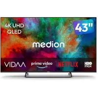 Medion 108 cm (43 Zoll) QLED Fernseher (Smart-TV, Dolby Vision HDR, HBO Max, MagentaTV, Prime Video, Disney+, DAZN, Paramount+, Dolby Atmos, VIDAA Store, PVR, Bluetooth, MD 843602)