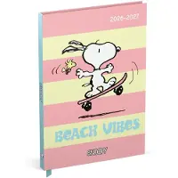 Snoopy Lannoo Agenda Beach Vibes - Schoolagenda 2026-2027 - A5 formaat - Roze