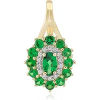 Cavill - Gouden Hanger 9K Geelgoud met AAA Keniaanse Tsavoriet Ovaal & Rond 0,673 ct - Luxe Sieraad voor Vrouwen - Elegante Ketting Hanger