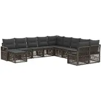 vidaXL Tuinset met 11 delen, grijs, polyrotan