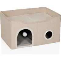Hjh LIVING Kattenhuis / kattenhol PAWY EB hoekig / opvouwbaar met speelgoed beige