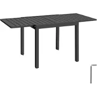 TecTake Aluminium Tuintafel - Uitschuifbaar - 80 x 80 cm of 160 x 80 cm - 4 tot 6 Personen - Weerbestendig - Tafel voor Buiten - Bijzettafel of Eettafel - Lamellen - Grijs