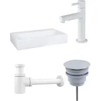 FortiFura Fuente Fonteinset - 38x24x8cm - 1 kraangat - marmer - fonteinkraan wit mat - wit SW451336 / SW696206 / SW696215 / SW1210972