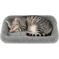 JeiibrZui Pluche Huisdierbed - 56x41 cm - 1 Stuk - Anti-Slip - Grijs - Zacht Kussen voor Kat en Kleine Hond - Ideaal voor Mand en Bench