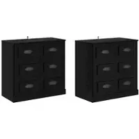 vidaXL Dressoirs 2 st Zwart Eiken 70 x 35,5 x 67,5 cm Bewerkt hout