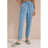 Cecil Dames Mid Waist Slim Legs broek in een gewassen look - Blauw - S